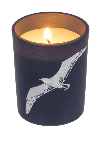 Candle in glass with wooden lid, Sea,