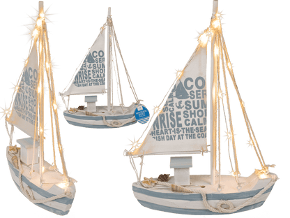 Wooden sailing boat with 13 warm white LED,