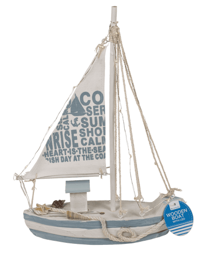 Wooden sailing boat with 13 warm white LED,
