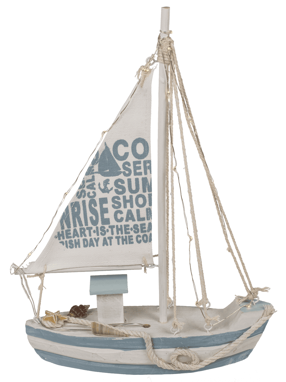 Wooden sailing boat with 13 warm white LED,