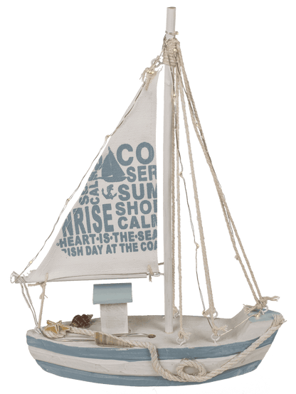 Wooden sailing boat with 13 warm white LED,