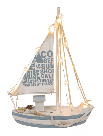 Wooden sailing boat with 13 warm white LED,