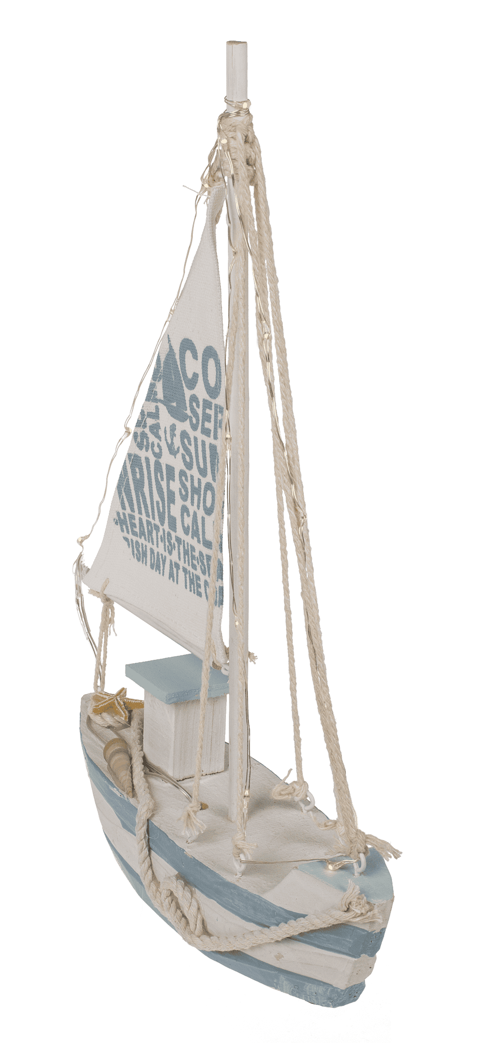 Wooden sailing boat with 13 warm white LED,