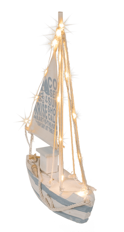 Wooden sailing boat with 13 warm white LED,