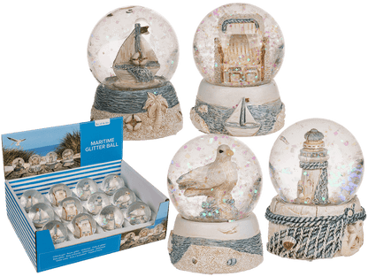 Polyresin glitter ball, maritime,
