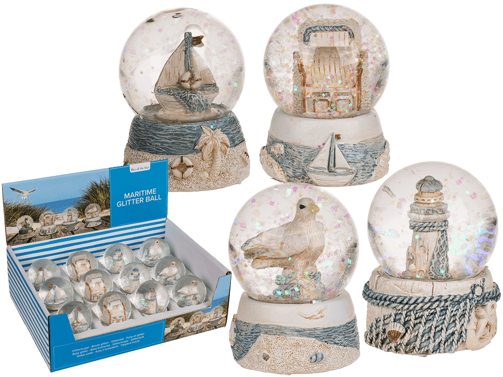Polyresin glitter ball, maritime,
