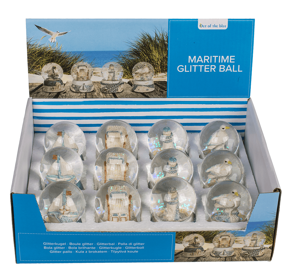 Polyresin glitter ball, maritime,