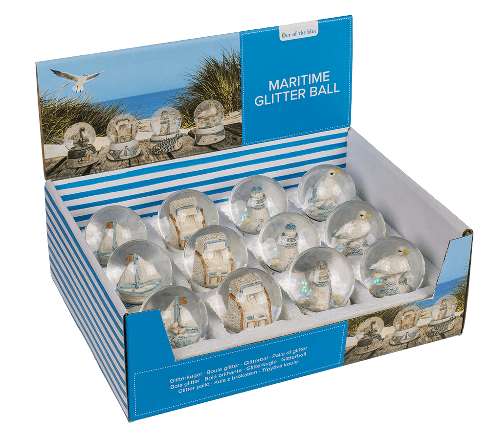 Polyresin glitter ball, maritime,