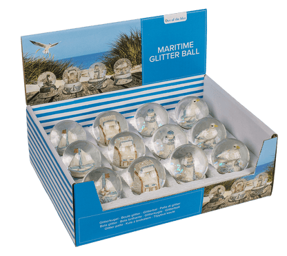 Polyresin glitter ball, maritime,