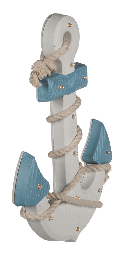 Wooden anchor with rope & 12 warm white LED,