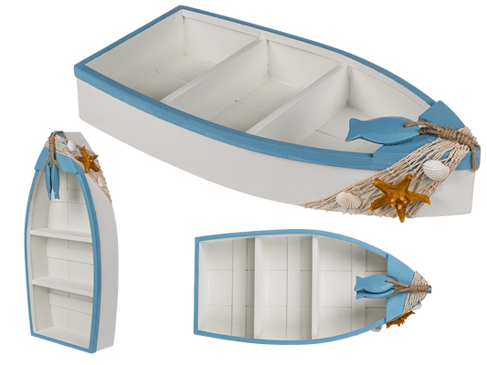 Wooden decoration boat with maritime deco,
