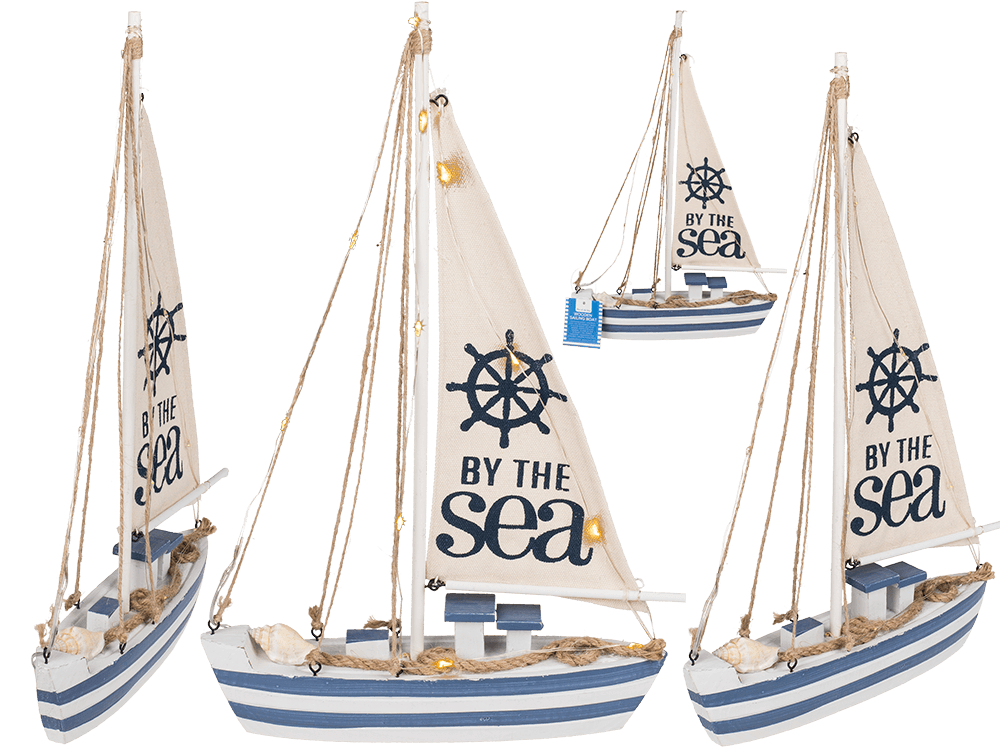 Wooden sailing boat with 11 LED,