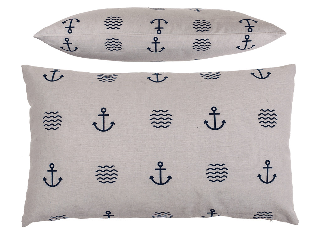 830429_000.png Witte decoratiekussen met maritieme ankerprint, 30 x 50 cm, met rits, 64% polyester, 19% katoen, 17% viscose.