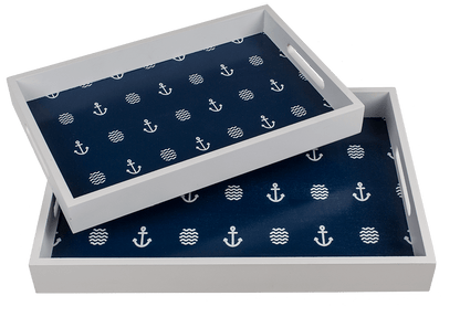 Blue/white colored wooden tray,