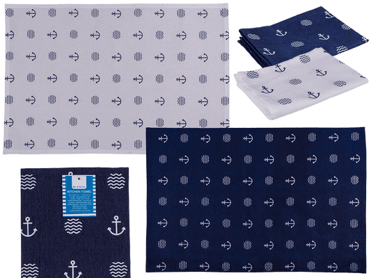 Kitchen towel. Modern Maritime, ca. 40 x 60 cm.