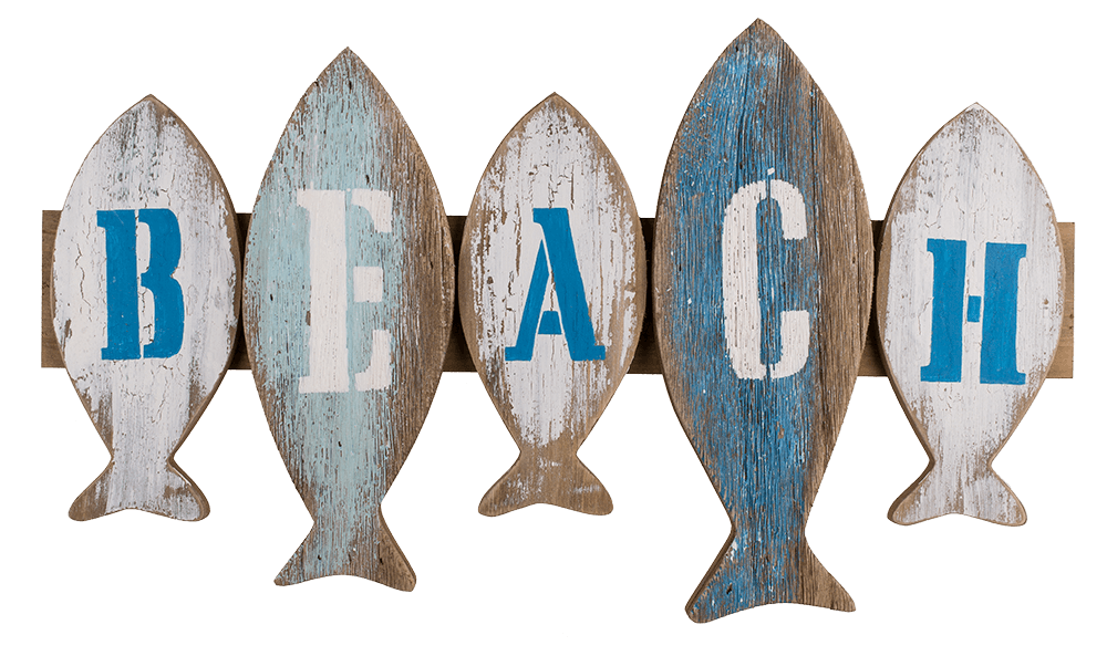 Wooden sign with fisch, Beach,