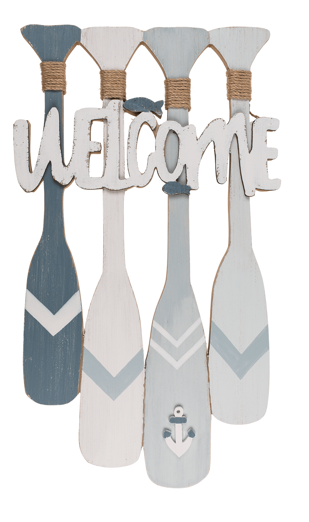 Wooden sign with oars, Welcome,
