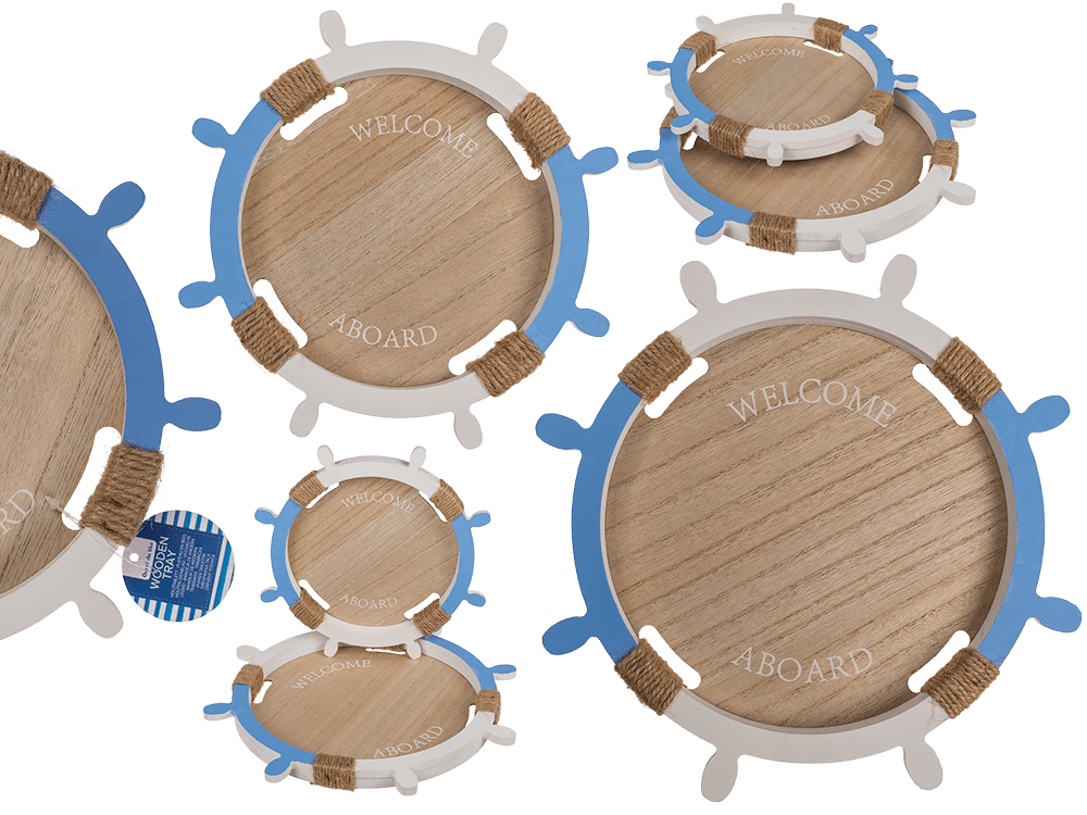Wooden tray, Welcome Aboard