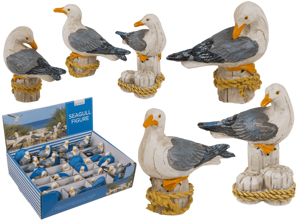 Polyresin decorative figure, Seagull on bollard,