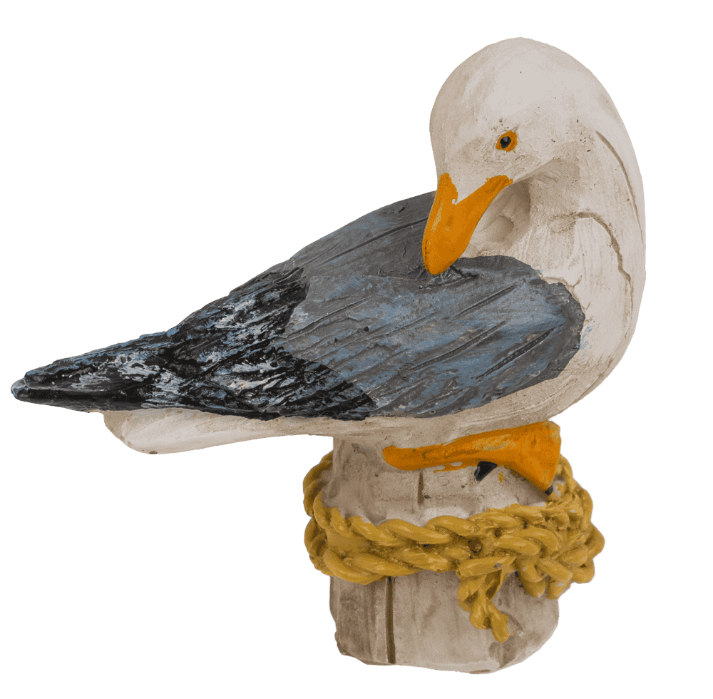 Polyresin decorative figure, Seagull on bollard,