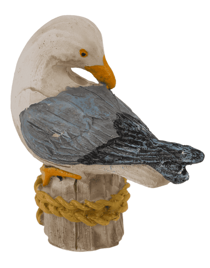 Polyresin decorative figure, Seagull on bollard,