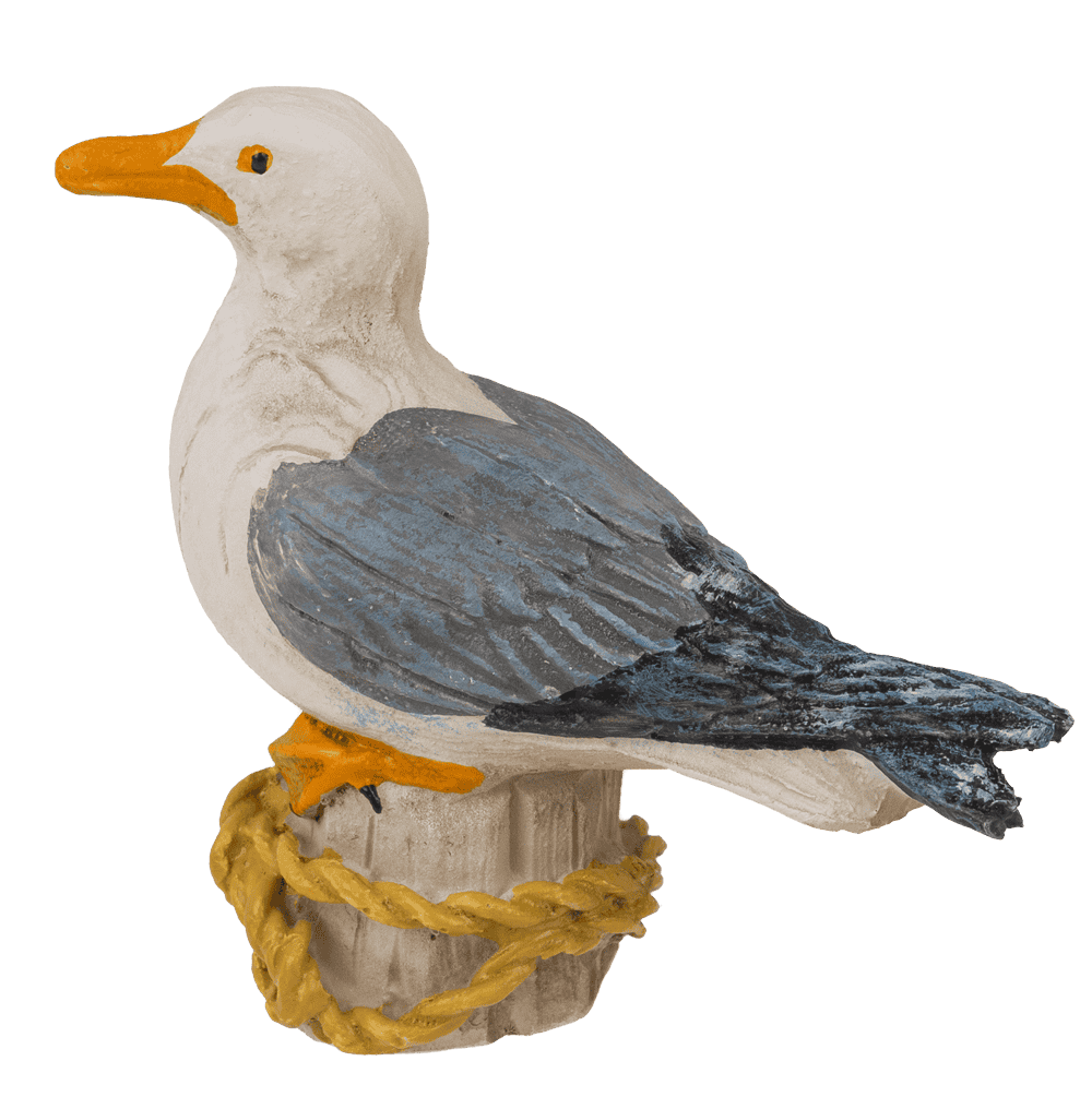 Polyresin decorative figure, Seagull on bollard,