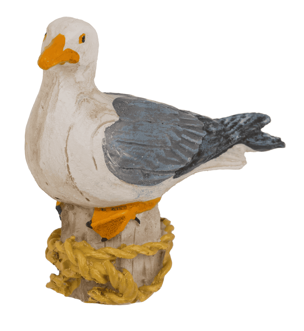 Polyresin decorative figure, Seagull on bollard,