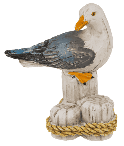 Polyresin decorative figure, Seagull on bollard,