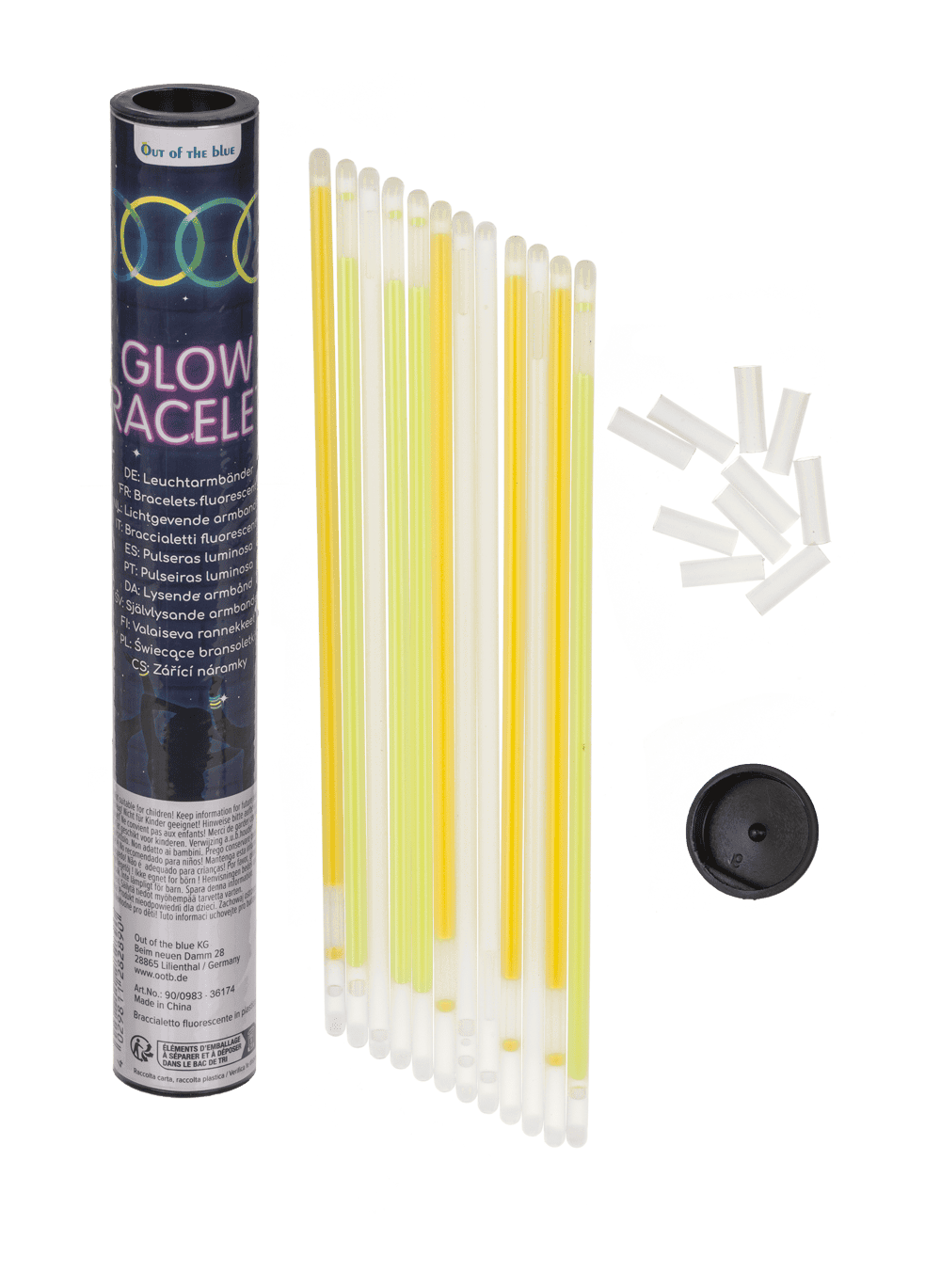 Glow bracelet, Glow, ca. 20 cm, 3 colours ass.,