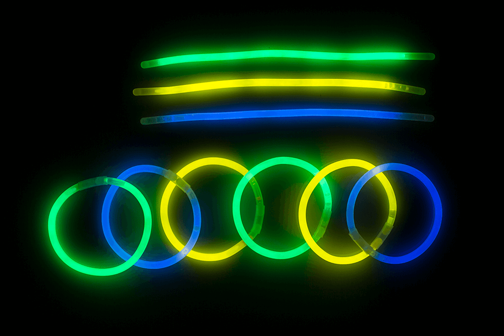 Glow bracelet, Glow, ca. 20 cm, 3 colours ass.,