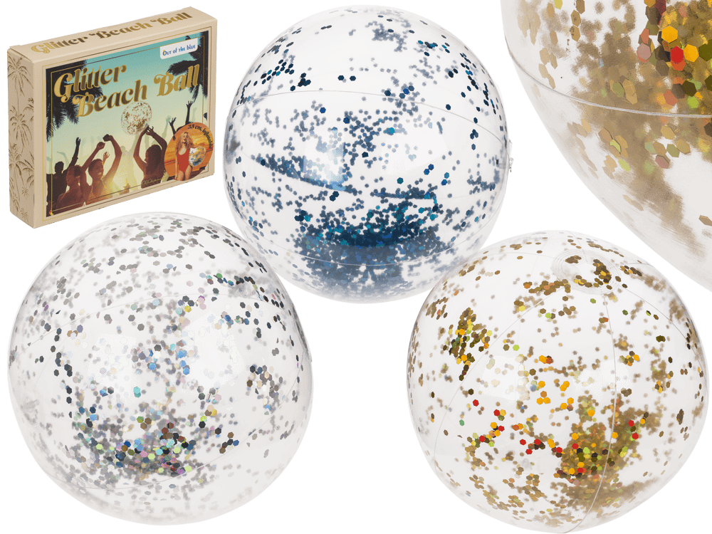 Inflatable glitter beach ball, 35 cm,