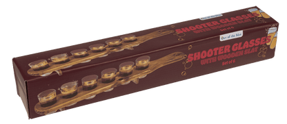 Shooter glass, set of 6pcs. with wooden slat,