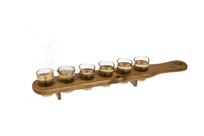 Shooter glass, set of 6pcs. with wooden slat,