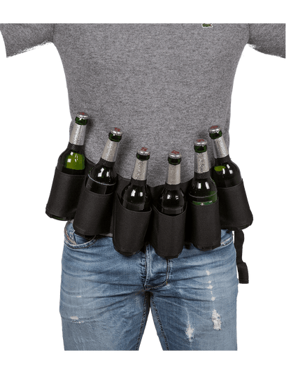 Black beer belt with metal bottle opener,