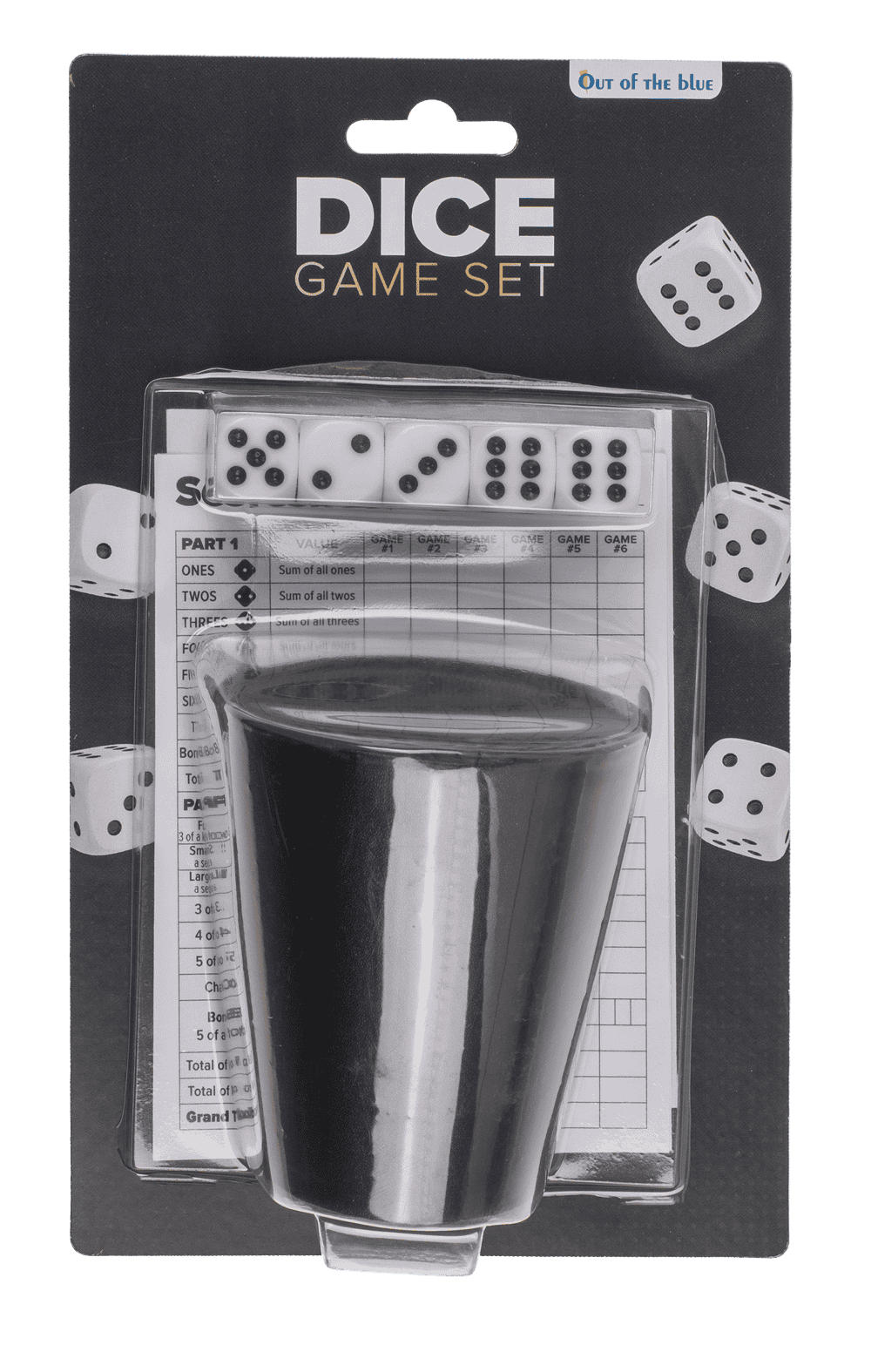 Dice game set, 5 dices, 1 dice cup,