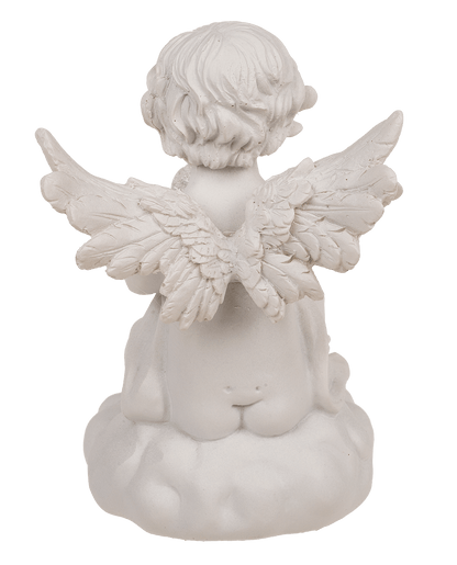 Sitting polyresin angel with white LED ball,