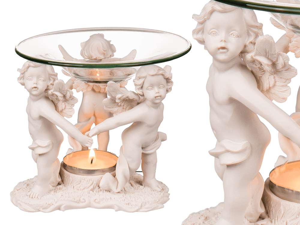 Polyresin oil burner, with glass bowl,