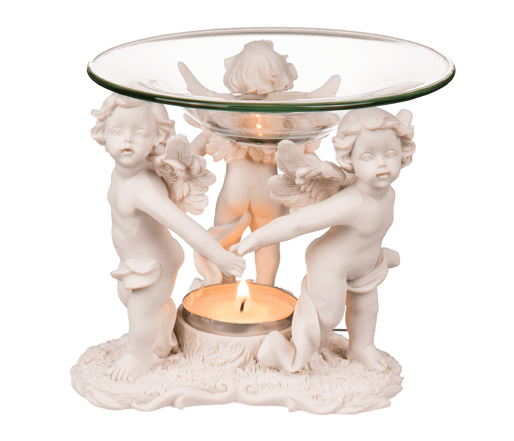 Polyresin oil burner, with glass bowl,