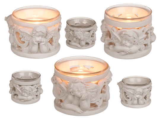 Polyresin tealight holder, Angel,