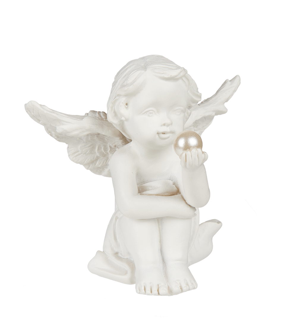 Polyresin angel with pearl,