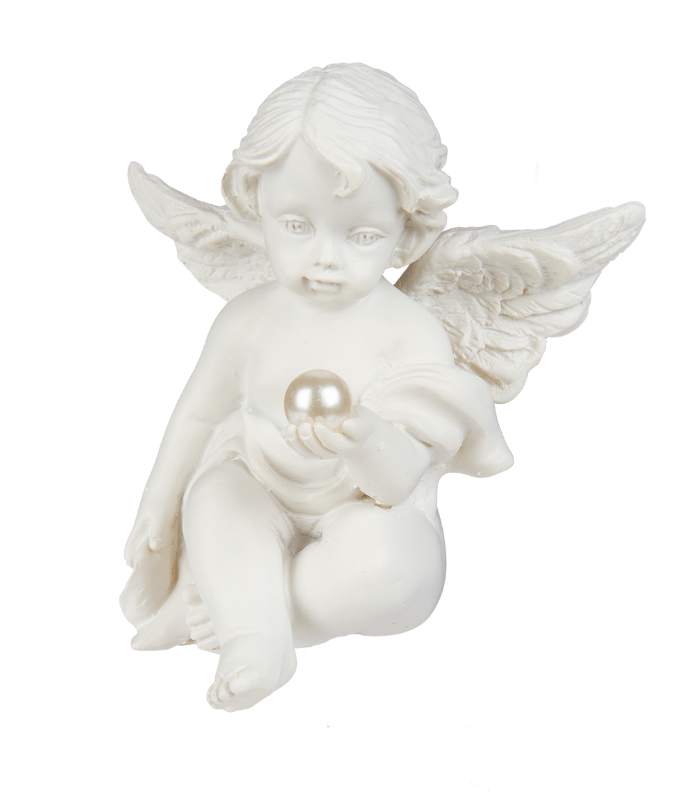 Polyresin angel with pearl,