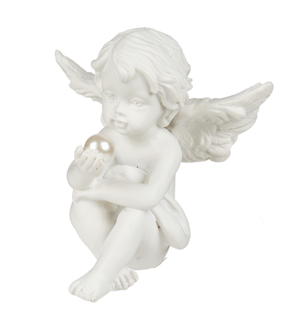Polyresin angel with pearl,