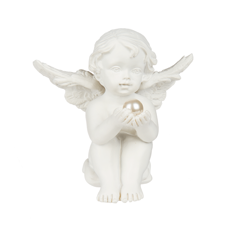 Polyresin angel with pearl,