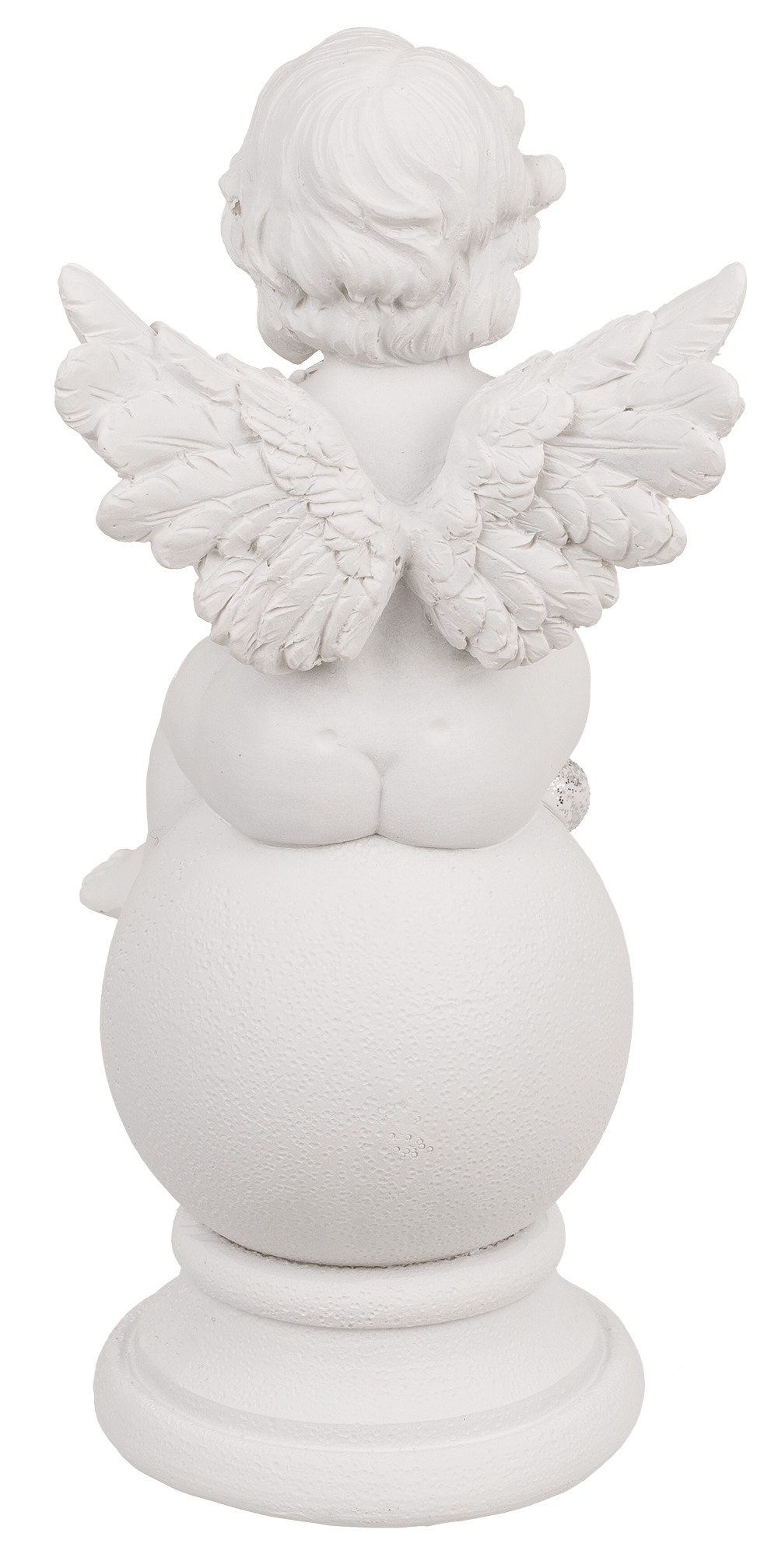 Sitting polyresin angel with crystal heart on
