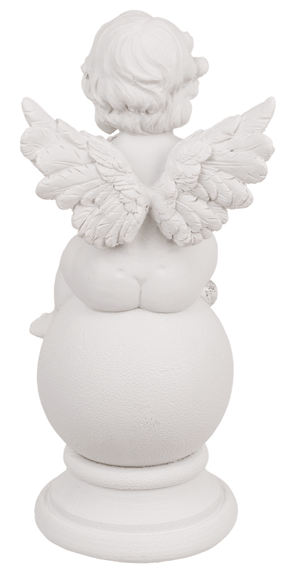 Sitting polyresin angel with crystal heart on
