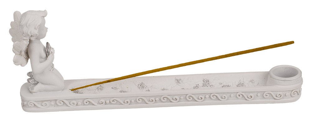 Incense stick holder, Angel with crystal heart,