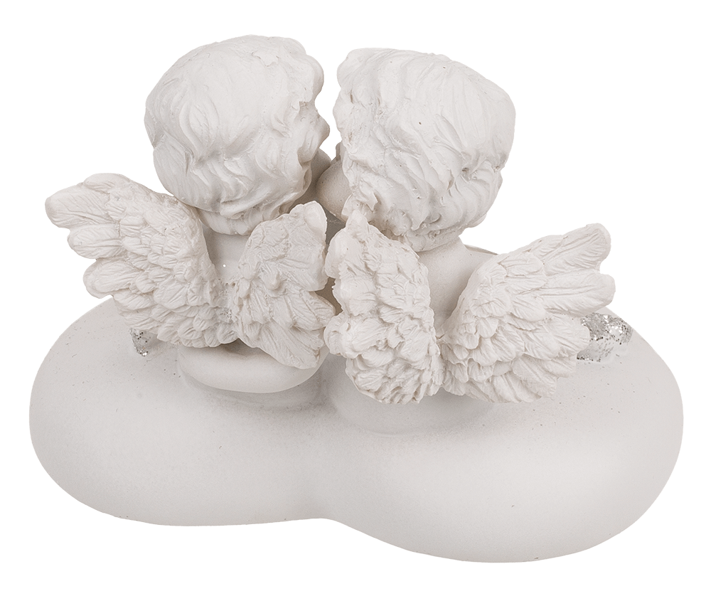 Polyresin heart tealight holder with double angel