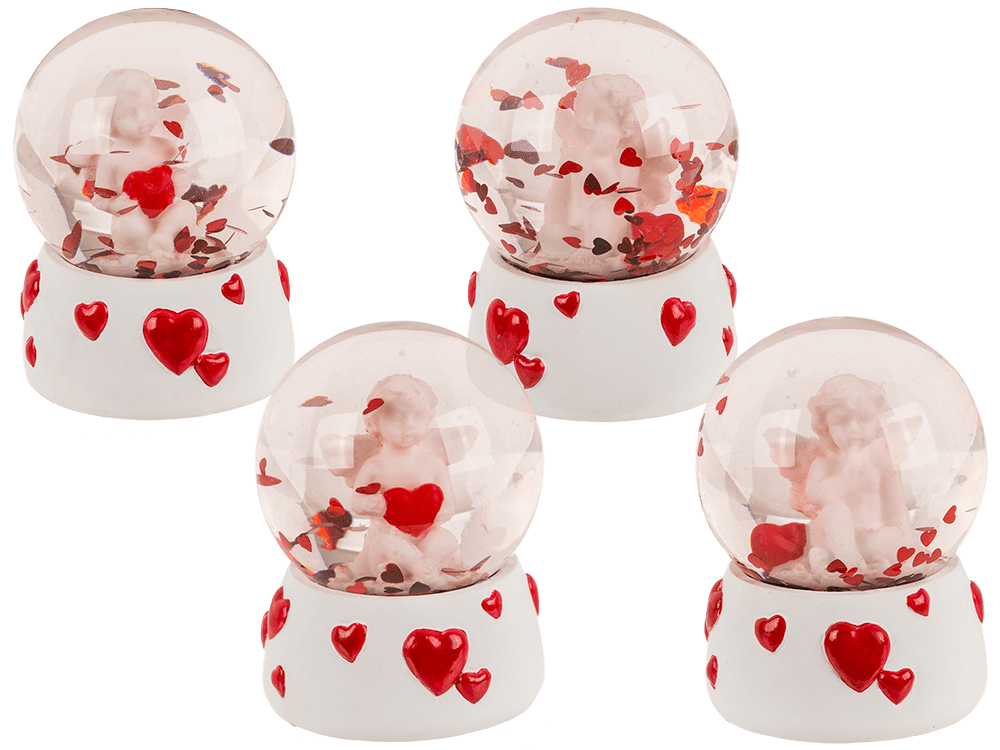 Polyresin glitterball, Angel withl heart,