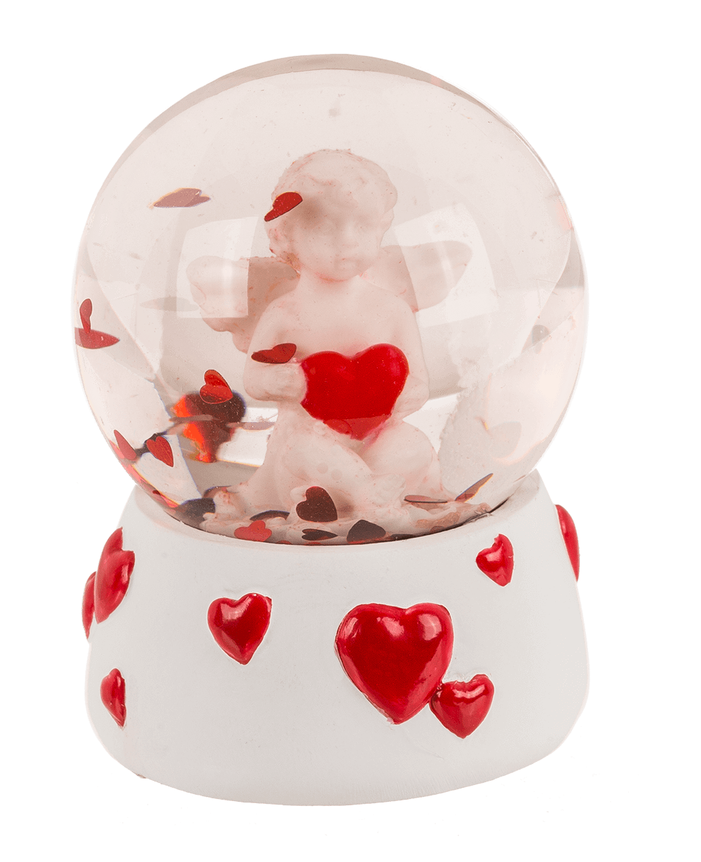 Polyresin glitterball, Angel withl heart,