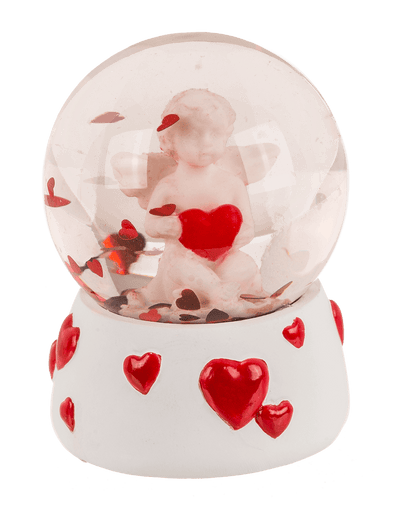 Polyresin glitterball, Angel withl heart,